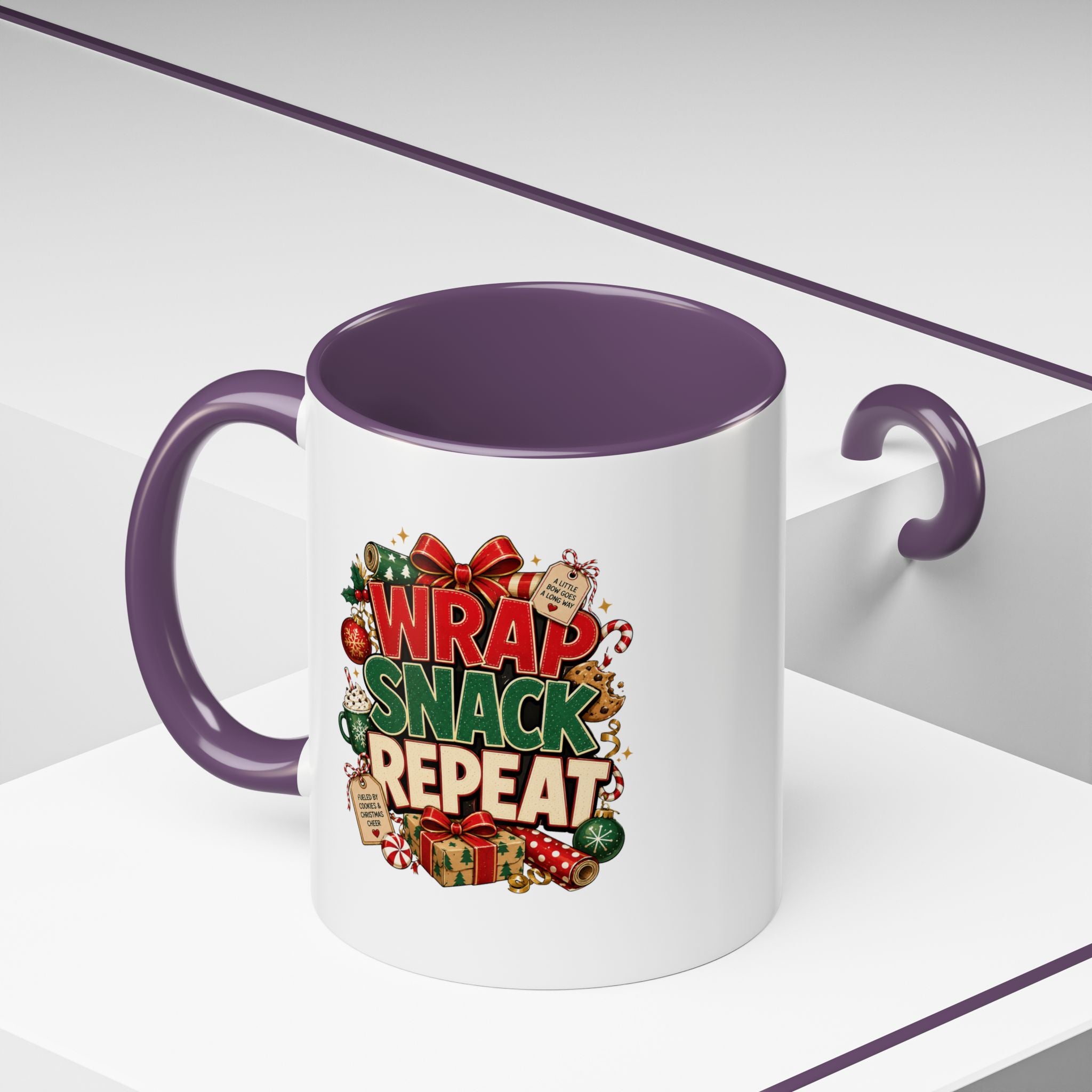 Wrap Snack Repeat Christmas Coffee Mug — Holiday Baking & Gift-Wrapping Mug
