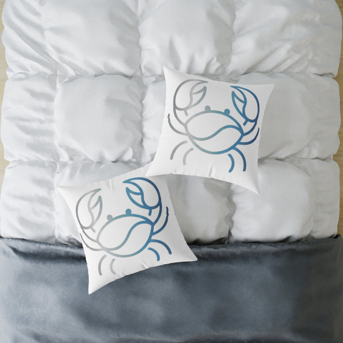 Cancer Zodiac Coastal Crab Square Throw Pillow