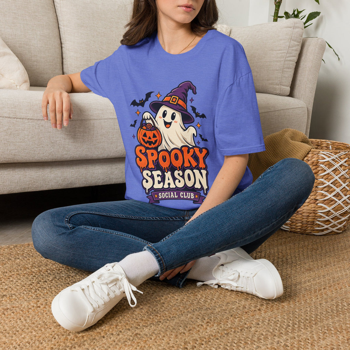 Spooky Season T-Shirt — Cute Ghost Halloween Tee ("Spooky Season Social Club")