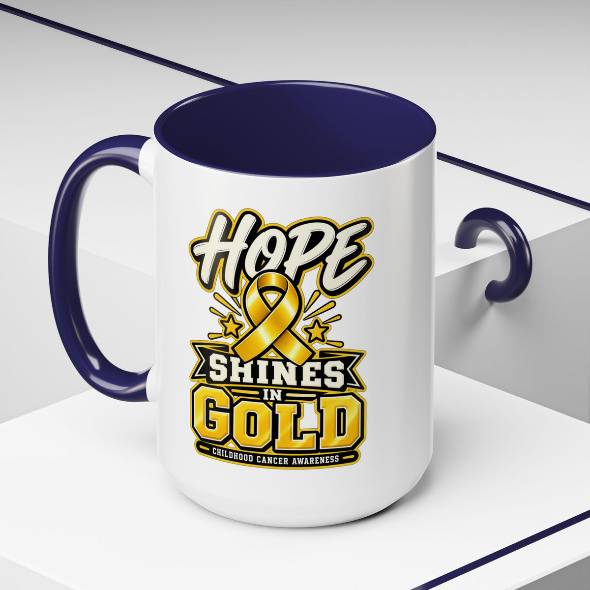 Hope Shines in Gold Coffee Mug — Childhood Cancer Awareness Accent Mug
