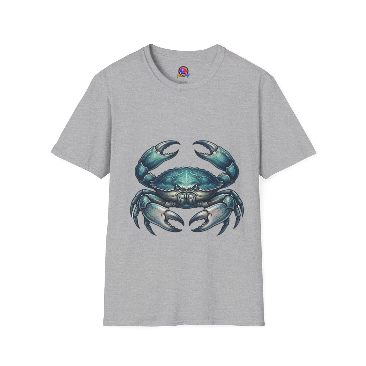 Cancer Zodiac Crabby Coastal Tee - Blue Green Crab Graphic T-Shirt