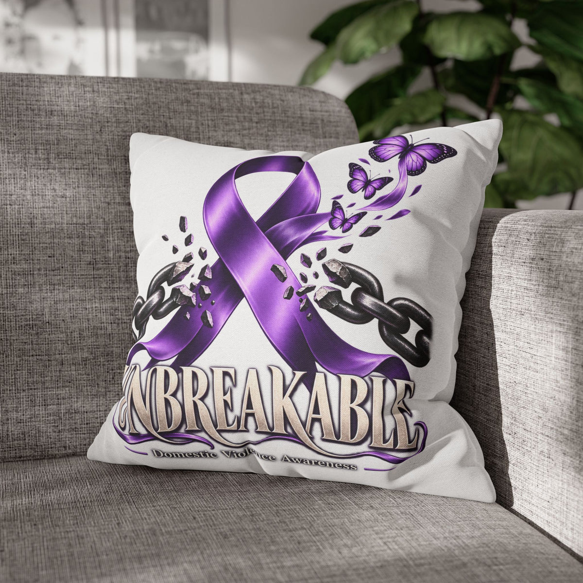 Domestic Violence Unbreakable Purple Ribbon Decorative Pillowcase
