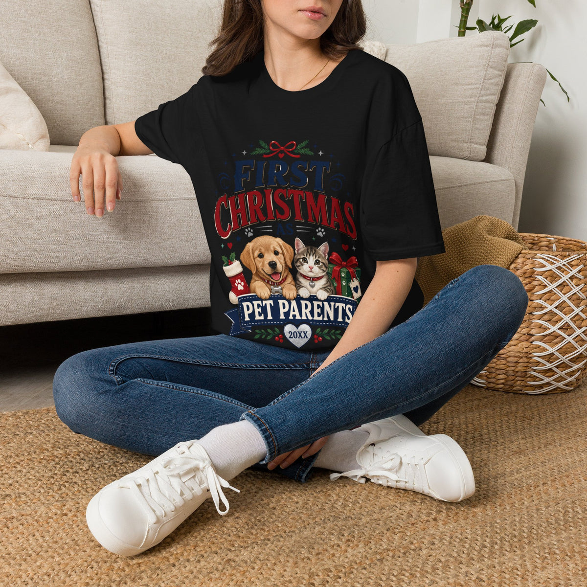 T-Shirt — "First Christmas as Pet Parents" Holiday Tee