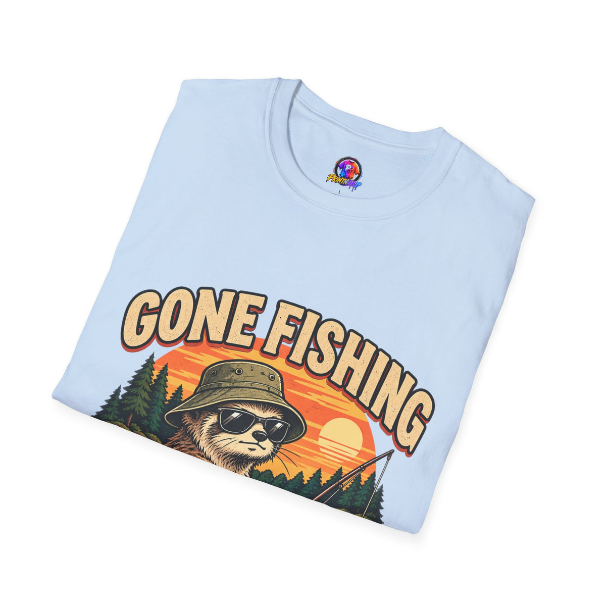 Funny And Witty T-Shirt — “Gone Fishing, Avoiding Feelings” Sloth Fishing Graphic Tee