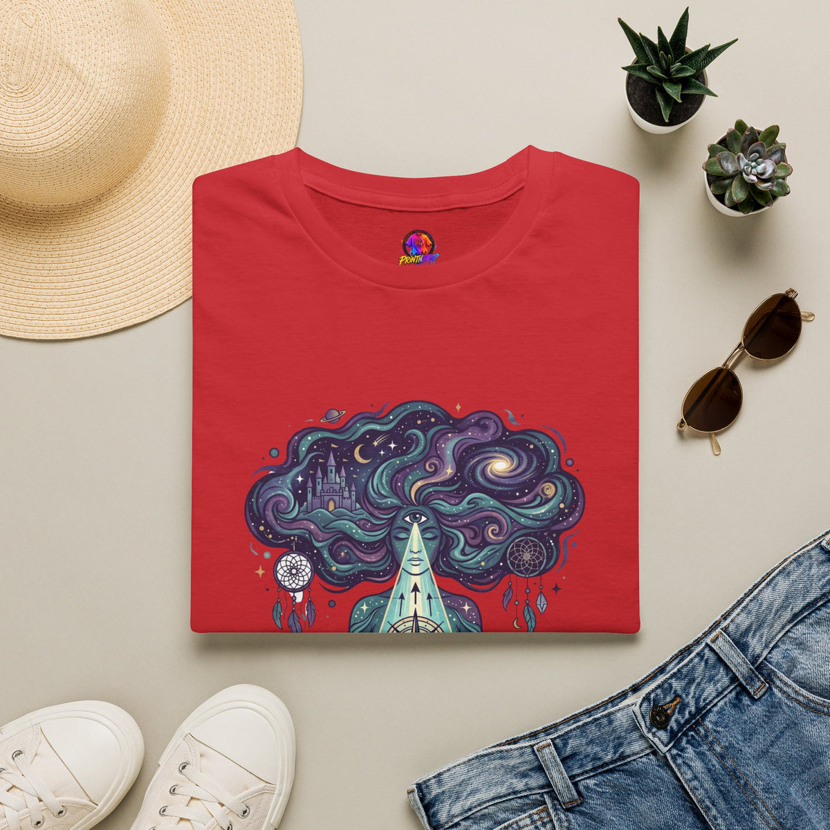 Dreamy Meditation T-Shirt — 'Guided by dreams, ruled by intuition' Spiritual Art Tee