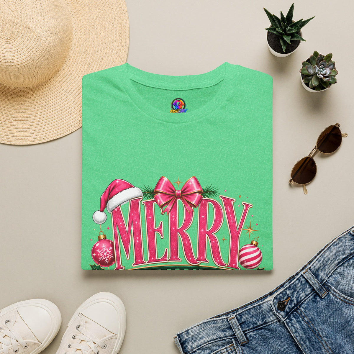 Christmas T-Shirt — "Merry But Make It Pink" Holiday Tee