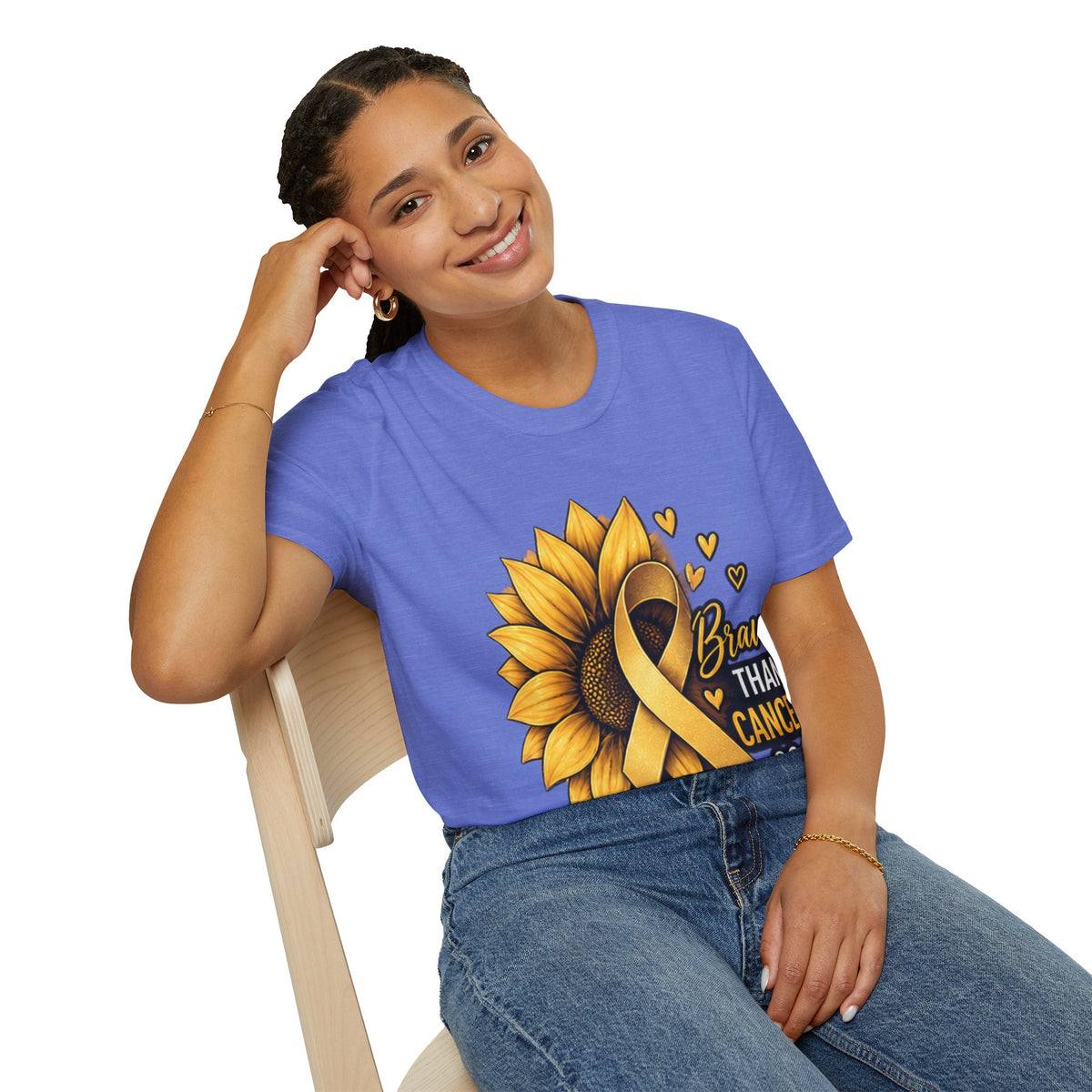 Braver Than Cancer Childhood Cancer Awareness Sunflower T-Shirt