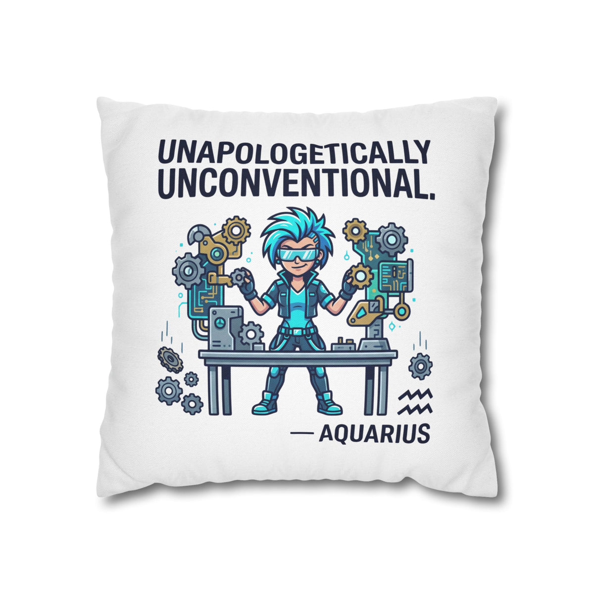 Aquarius Zodiac Spun Polyester Square Pillowcase