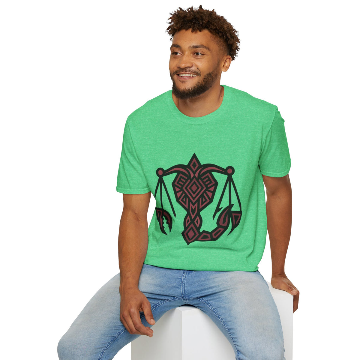 Libra Scales Graphic T‑Shirt — Tribal Zodiac Balance Design