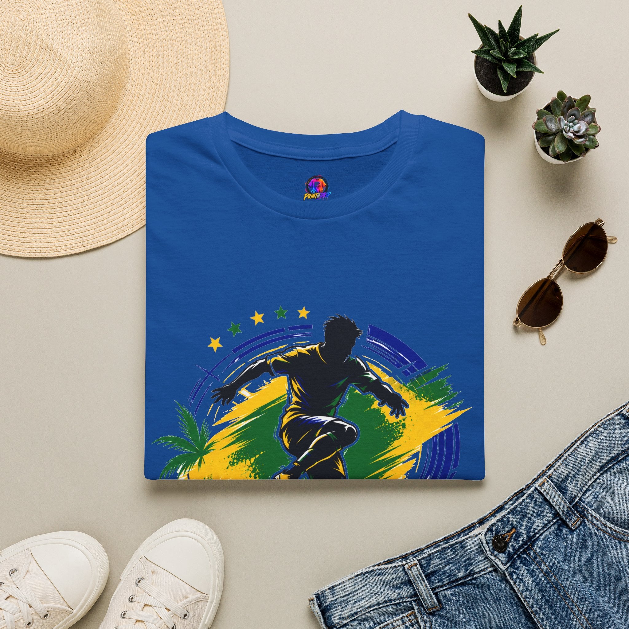 Brazil  Samba Strike Soccer T-Shirt — Brazilian Football Player Graphic Tee