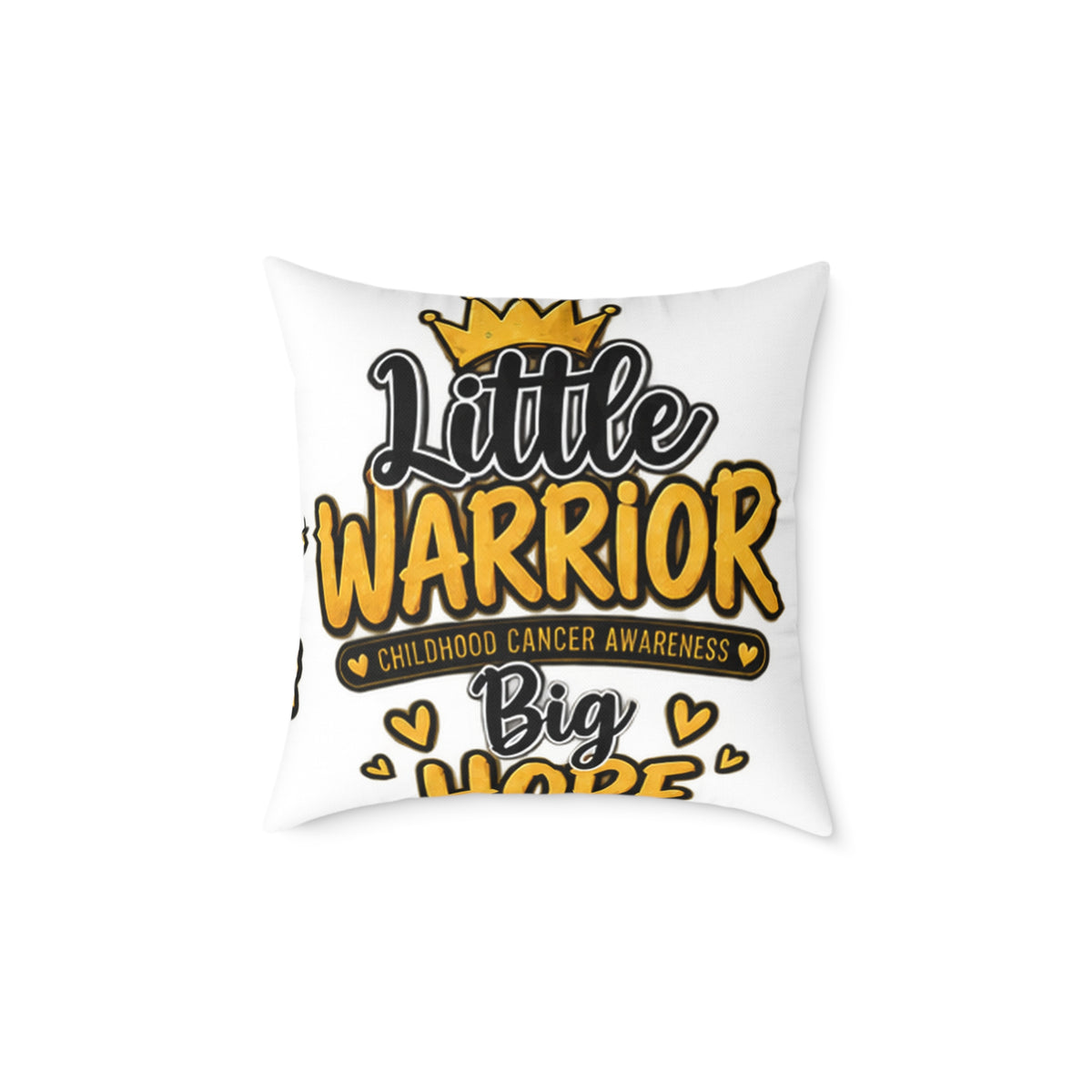 Little Warrior Childhood Cancer Awareness Pillow — Square Poly Canvas Throw Pillow