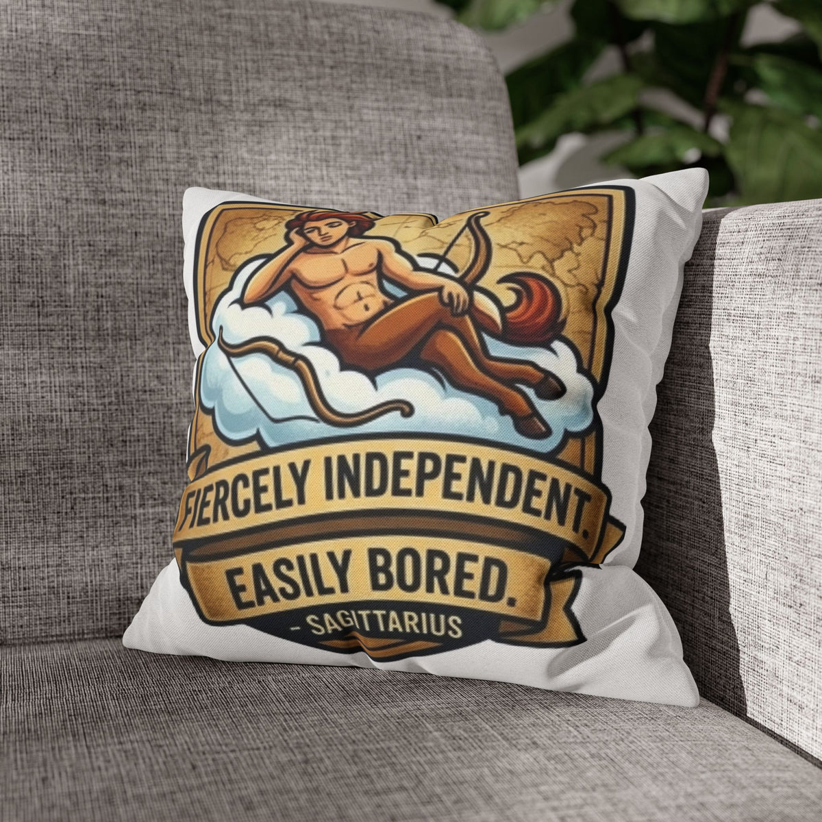 Sagittarius Zodiac Pillowcase – "Fiercely Independent, Easily Bored" Decorative Throw Pillow Cover