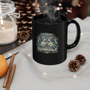 Gemini Zodiac Black Mug — 'Social Butterfly, Mental Gymnast' Astrology Coffee Cup