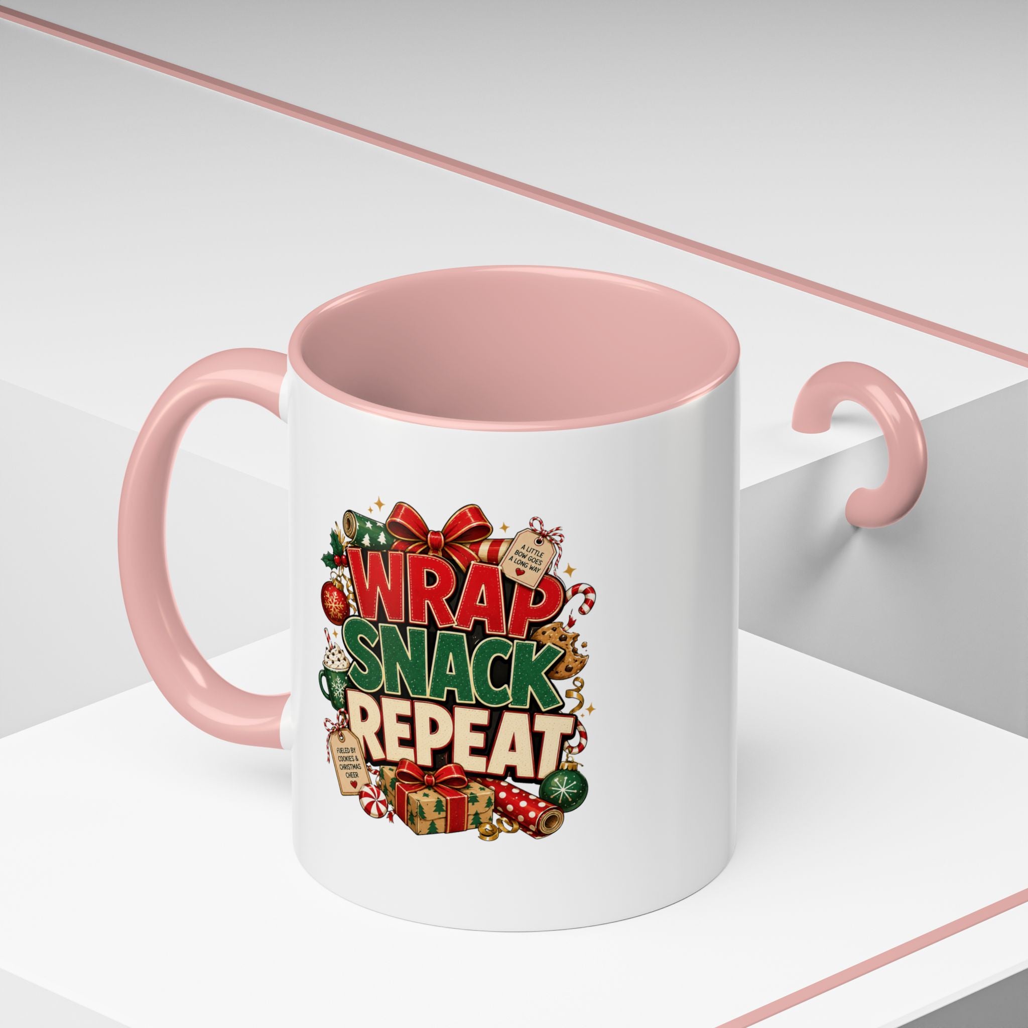 Wrap Snack Repeat Christmas Coffee Mug — Holiday Baking & Gift-Wrapping Mug