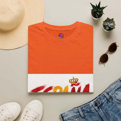 Spain  Graphic T-Shirt — Spanish Flag Brushstroke Design with Crown