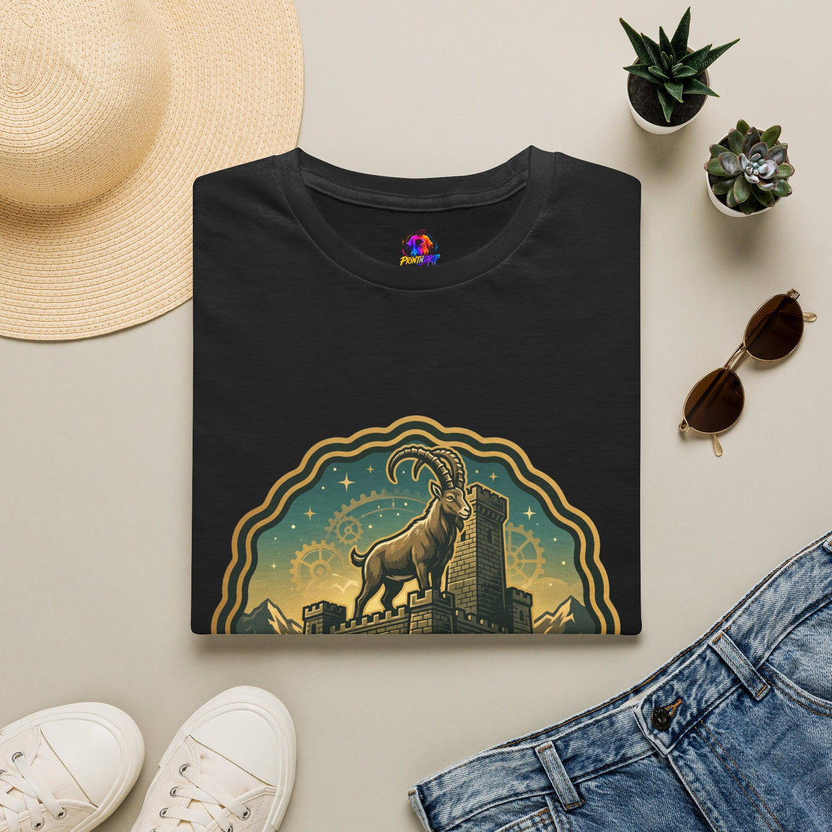 Silent Moves, Loud Results Goat Graphic Tee — Motivational Mountain Goat Shirt