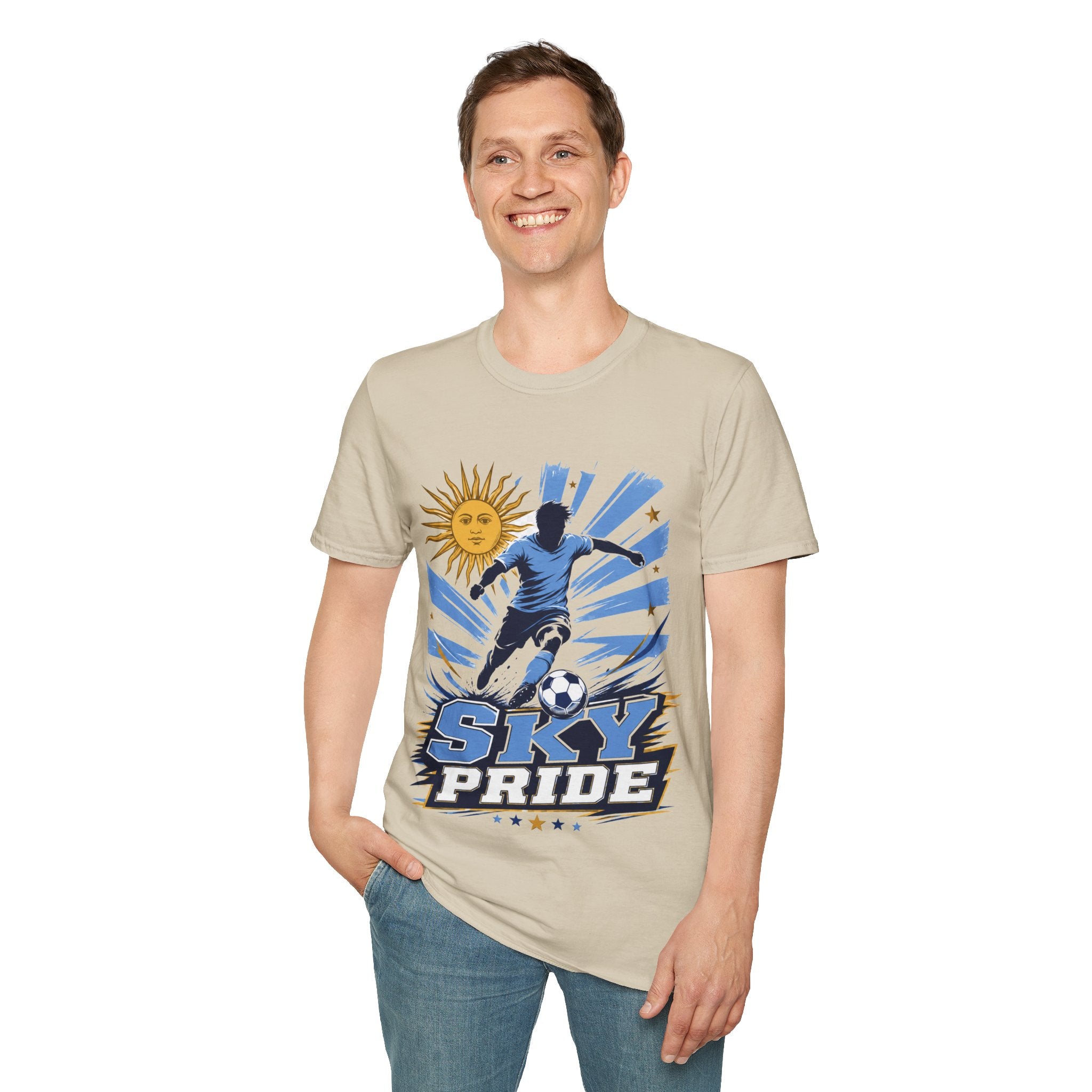 Uruguay Soccer Sky Pride T-Shirt — Argentina Sun Football Graphic Tee