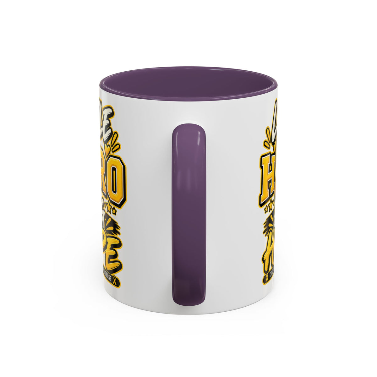 Little Hero Big Hope Coffee Mug — Childhood Cancer Awareness Accent Mug (11/15 oz)