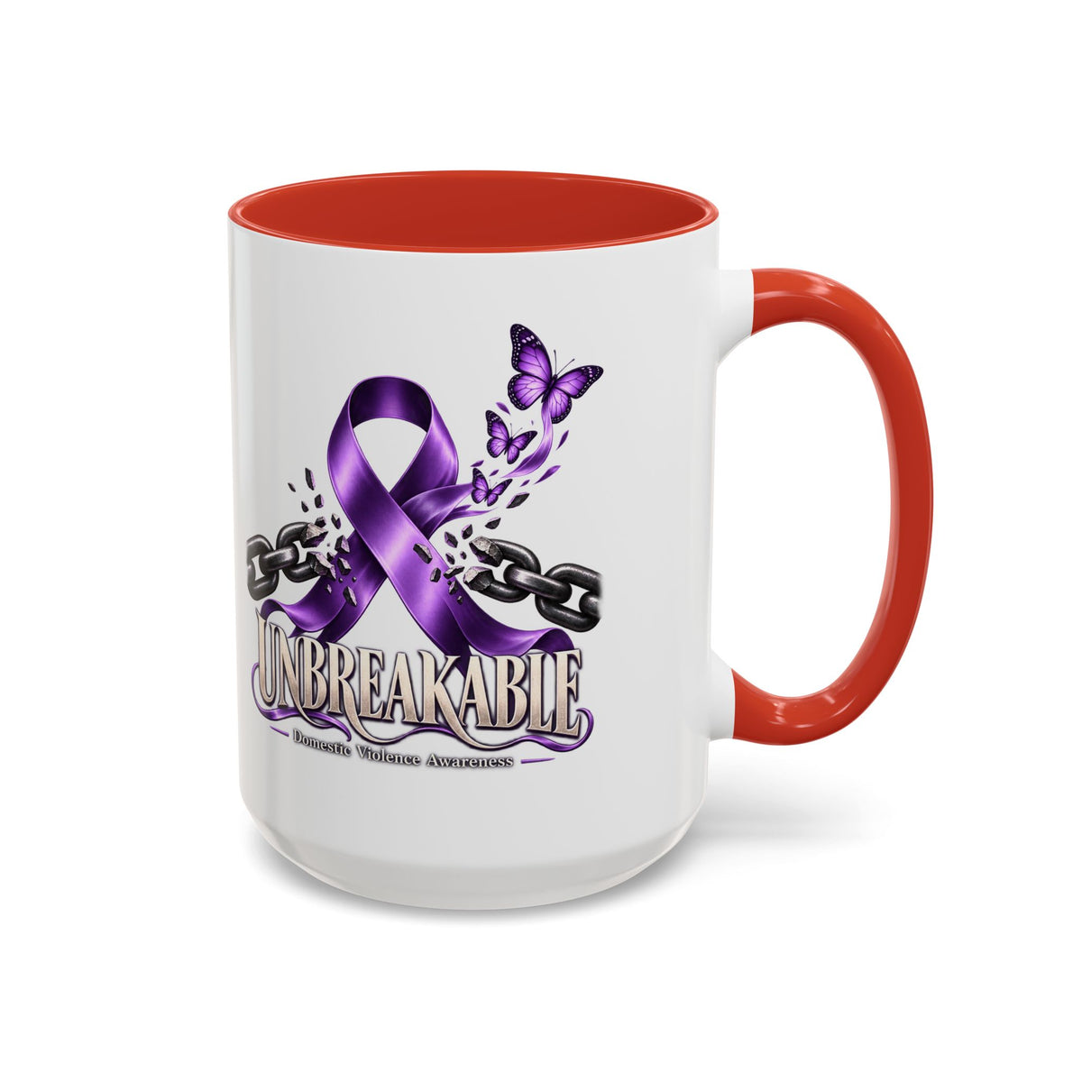 Unbreakable Purple Ribbon Coffee Mug —Domestic Violence Awareness Support Accent Mug