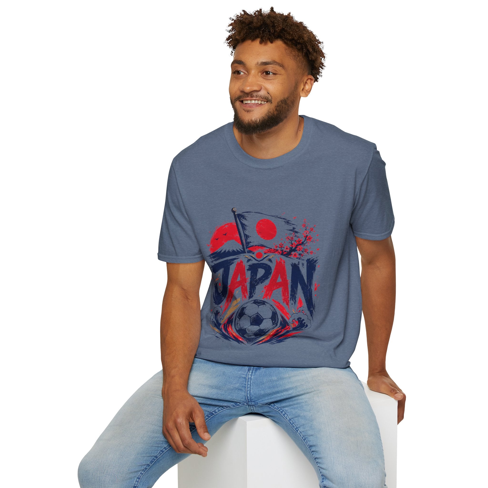 Japan Soccer T-Shirt — Japanese Flag & Cherry Blossom Football Graphic