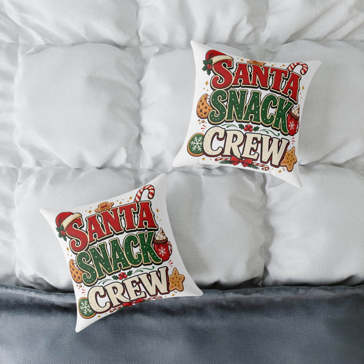 Christmas Santa Snack Crew Pillow — Christmas Holiday Decorative Throw Pillow