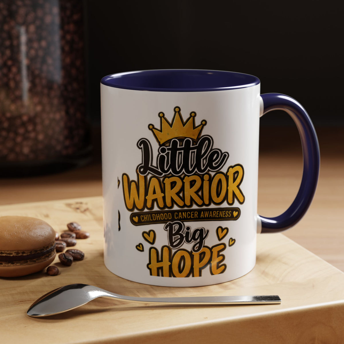 Little Warrior Childhood Cancer Awareness Coffee Mug – "Big Hope" Accent Mug