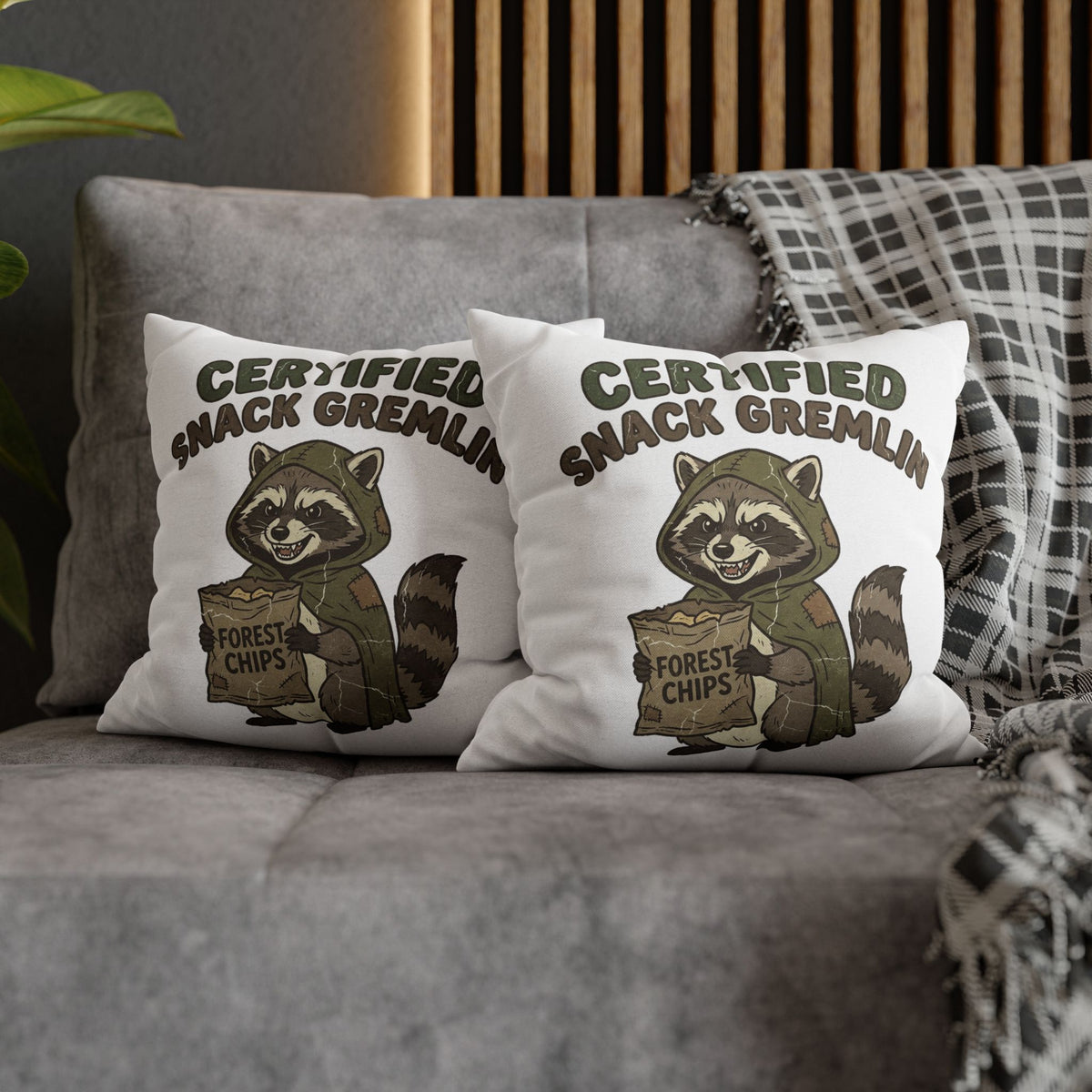 Funny Certified Snack Gremlin Raccoon Throw Pillowcase