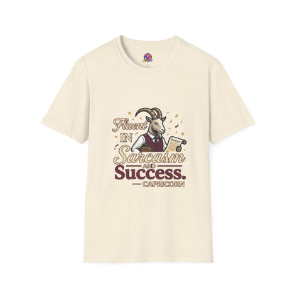 Capricorn Goat Graphic T-Shirt — "Fluent in Sarcasm & Success" Zodiac Tee