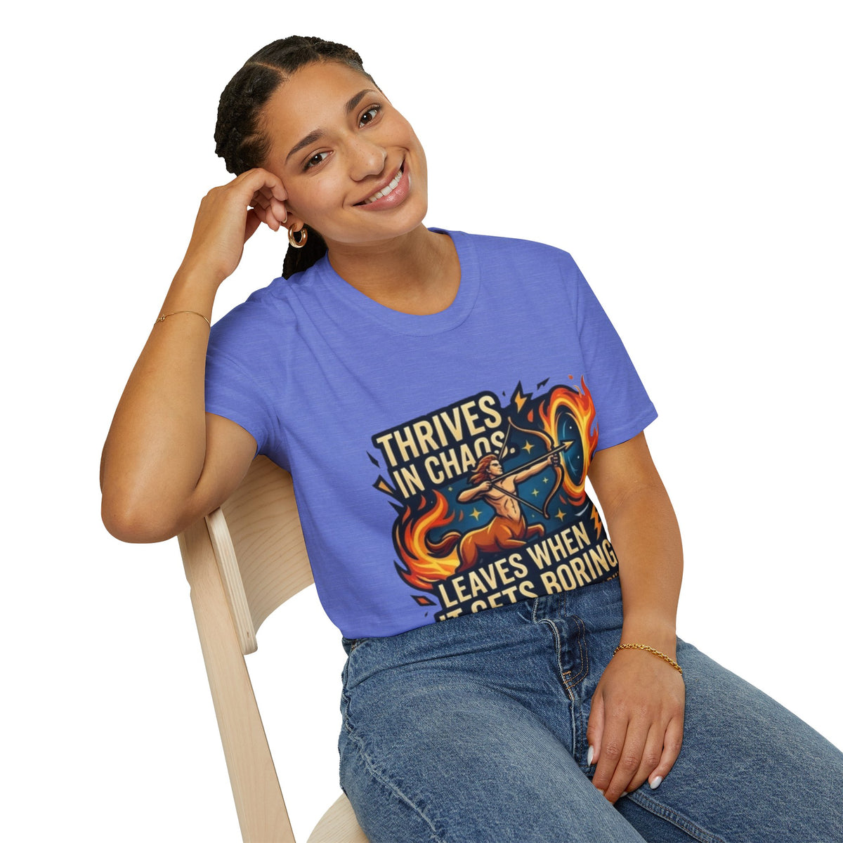 Sagittarius Archer T‑Shirt — "Thrives in Chaos" Zodiac Fire Sign Tee