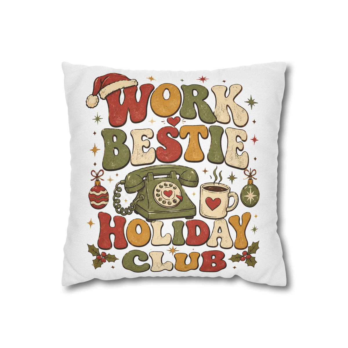 Holiday Work Bestie Pillowcase Modern Day Christmas  — Festive Office Friend Decorative Pillow Cover