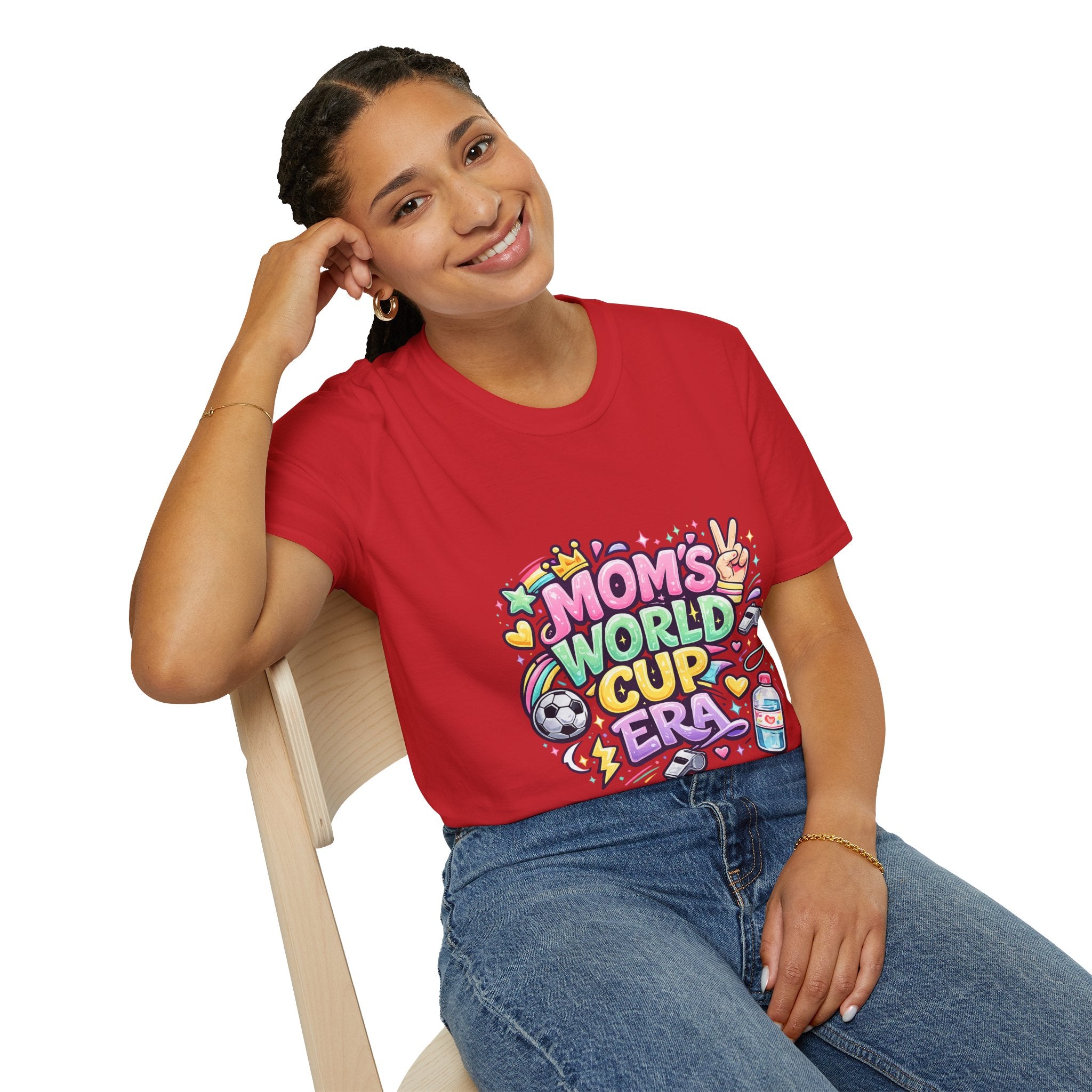 Girls Kids Mom's World Cup Era T‑Shirt — Playful Soccer Mom Tee