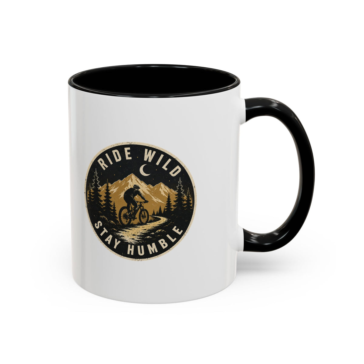Milo Bailey Dog Dad Mom Ride Wild Stay Humble Accent Coffee Mug — Mountain Biking Adventure Travel Gift