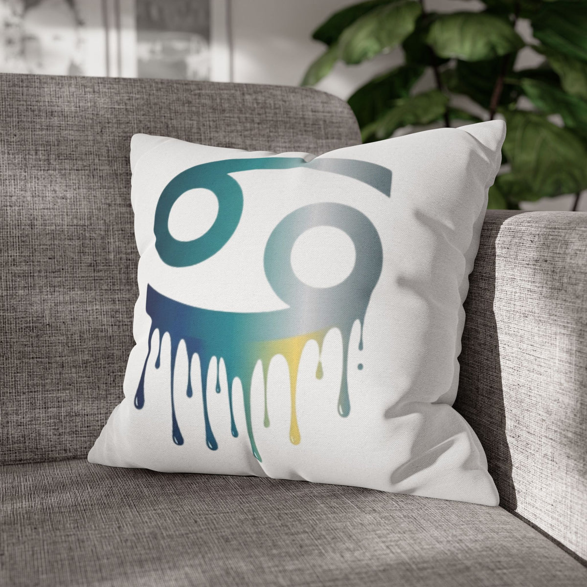 Cancer Zodiac Drip Pillowcase — Astrological Symbol Decorative Throw Pillow