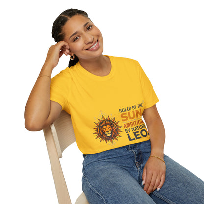 Leo Zodiac T-Shirt — "Ruled by the Sun. Ambitious by Nature. LEO."