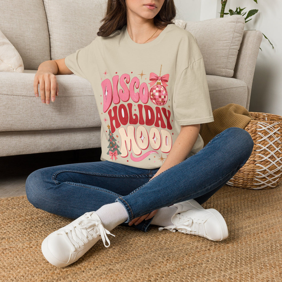 Disco Holiday T-Shirt — Retro Pink Disco Ball Christmas Tee