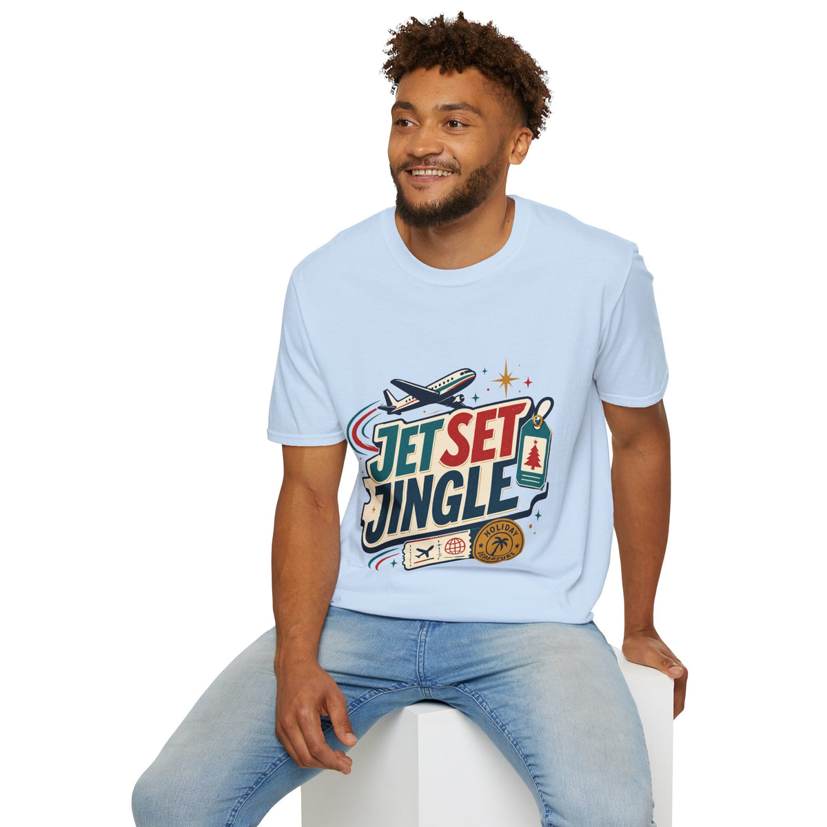 Jet Set Jingle Travel T-Shirt — Retro Airplane Vacation Graphic