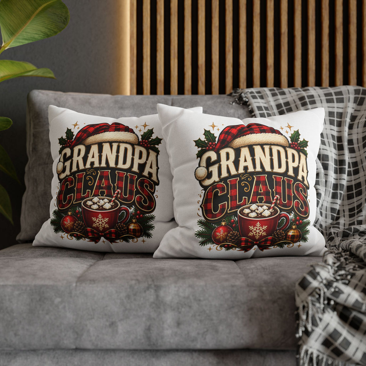 Christmas Grandpa Claus Holiday Pillowcase – Festive Christmas Throw Pillow Cover