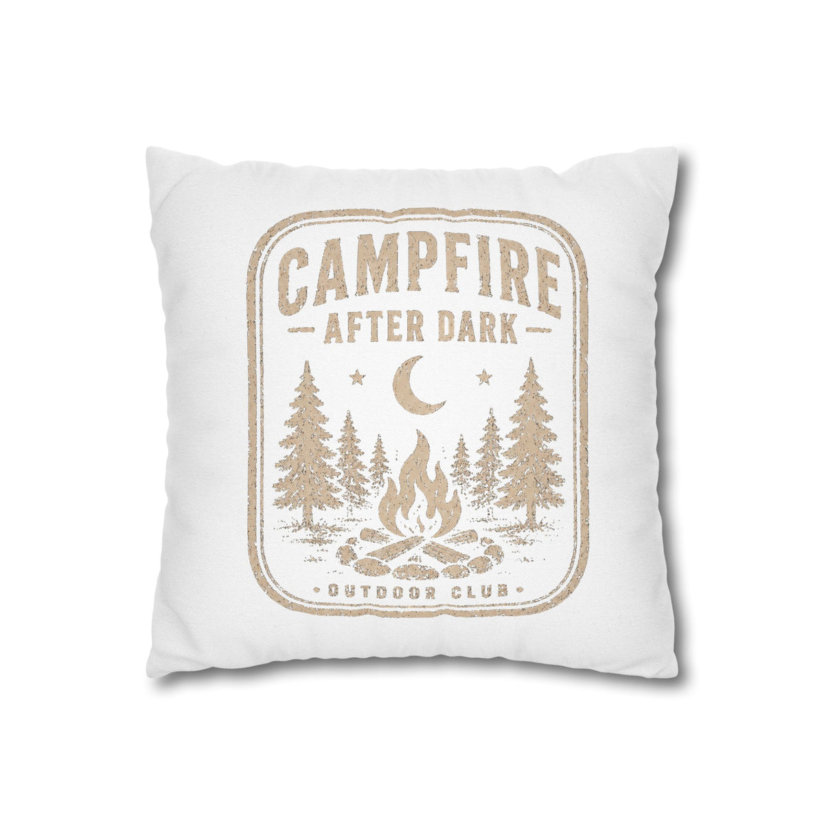 Campfire After Dark Square Pillowcase Milo Bailey Dog Dad Mom– Rustic Outdoor Camping Throw Pillow Cover