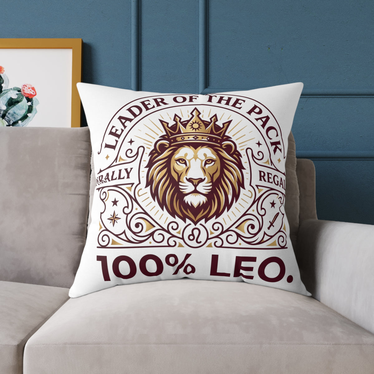 Leo Zodiac Leader Of The Pack Square Poly Canvas Pillow