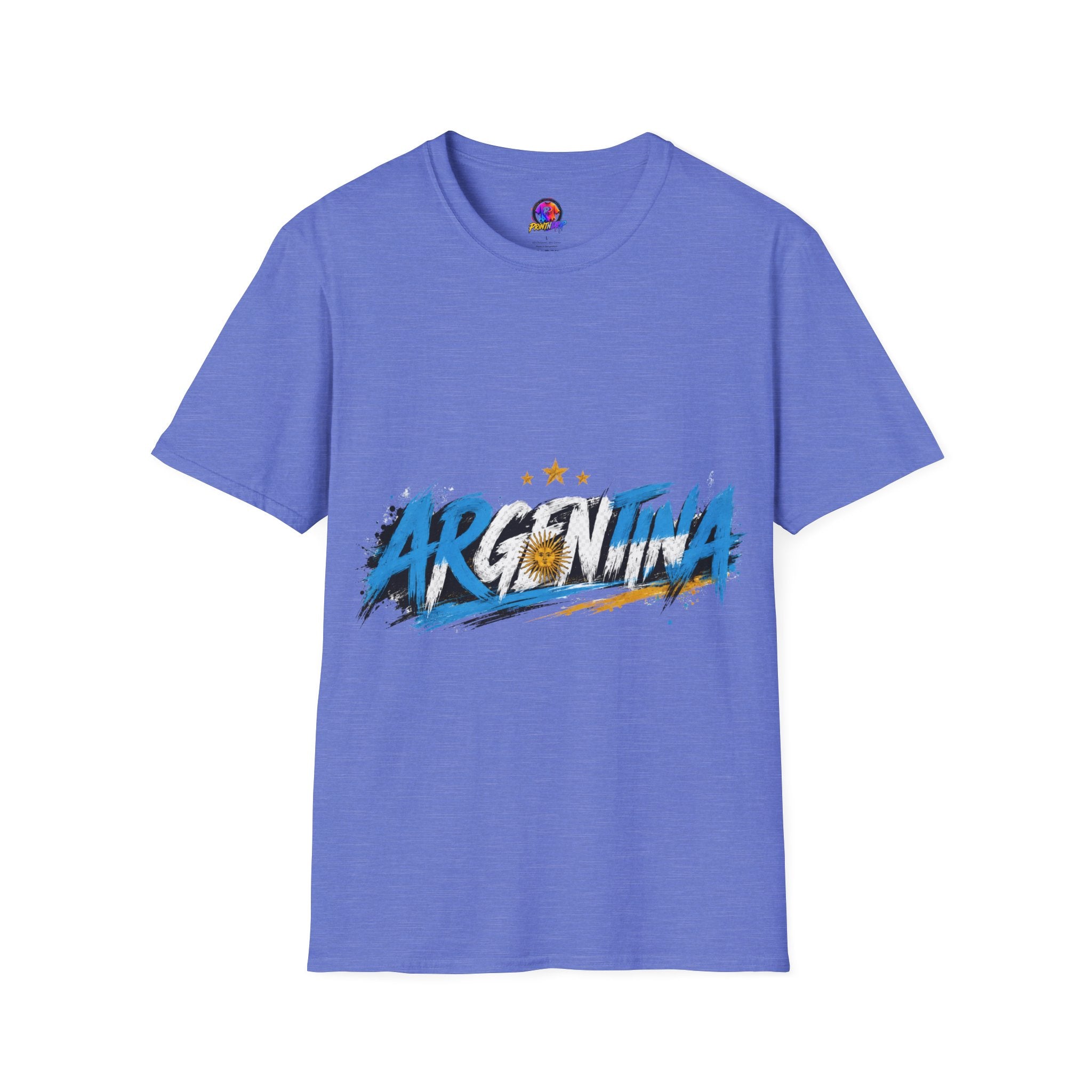 Argentina Graffiti T-Shirt — Soccer Fan Tee with Three Stars & Sun Emblem
