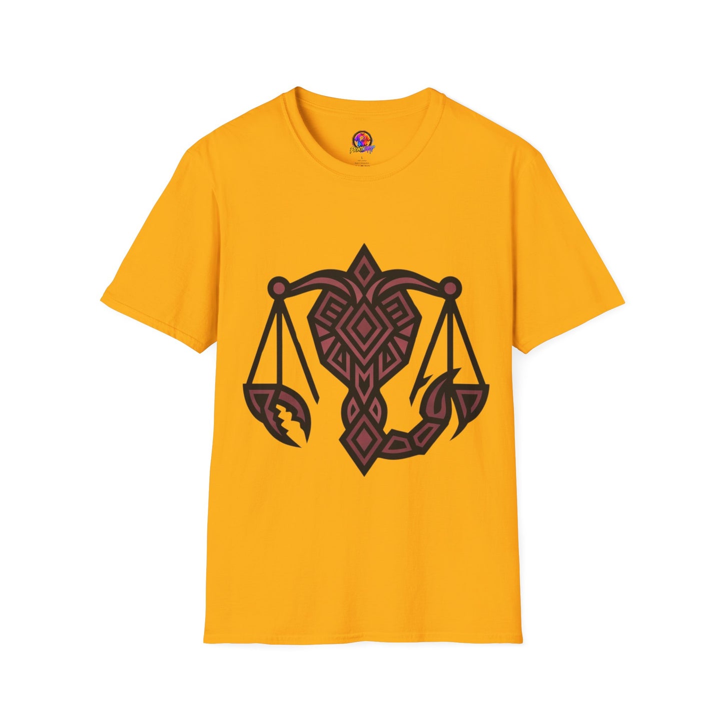 Libra Scales Graphic T‑Shirt — Tribal Zodiac Balance Design