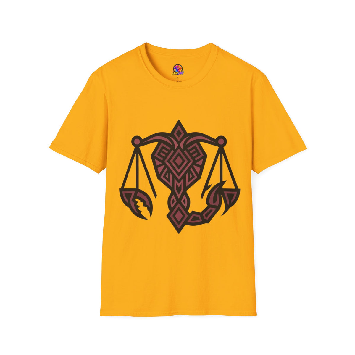 Libra Scales Graphic T‑Shirt — Tribal Zodiac Balance Design