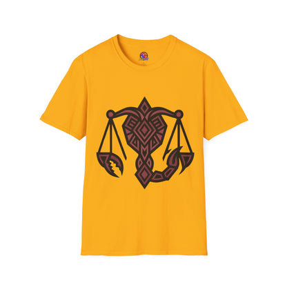 Libra Scales Graphic T‑Shirt — Tribal Zodiac Balance Design