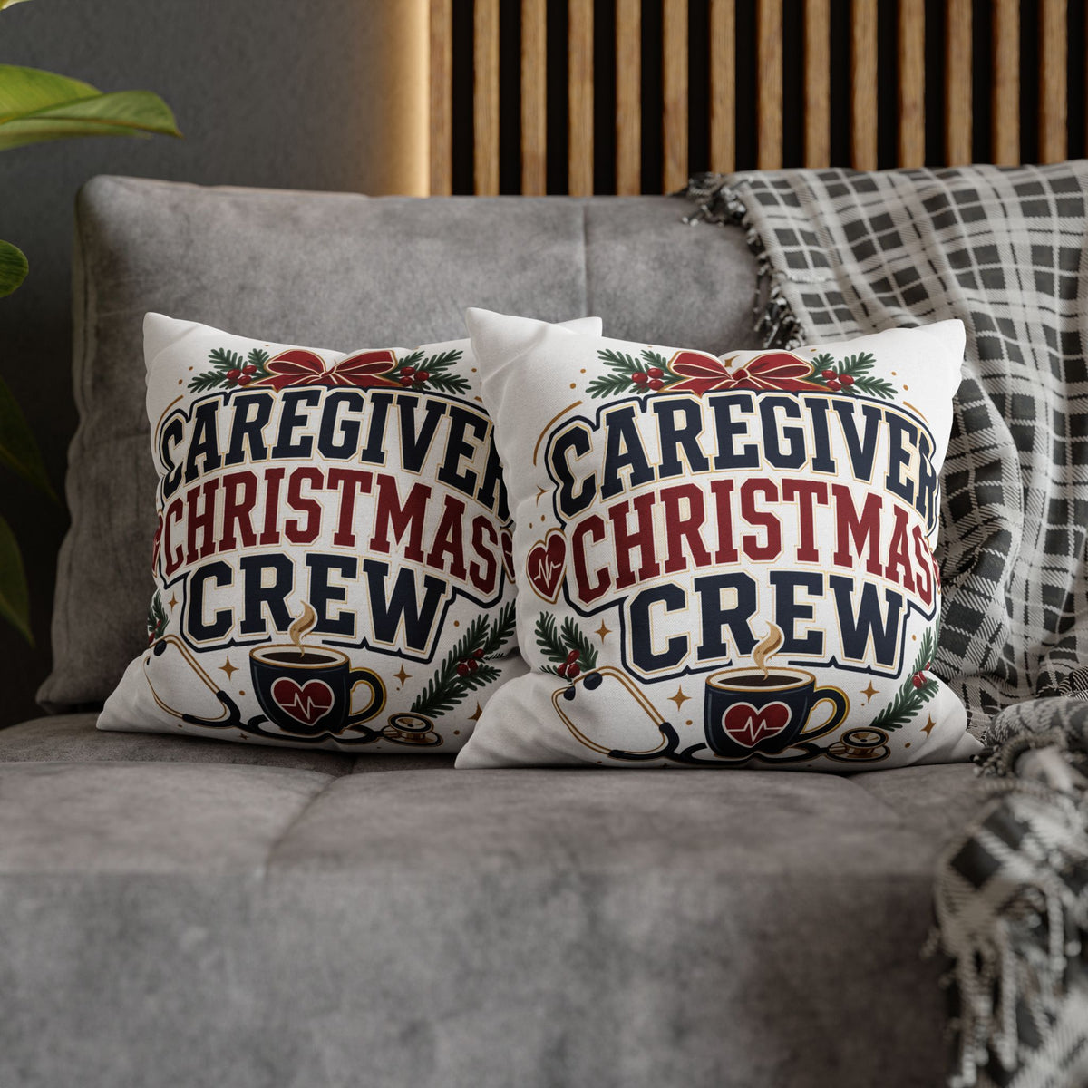 Caregiver Christmas Crew Pillowcase Modern Day Christmas – Festive Nurse & Healthcare Gift