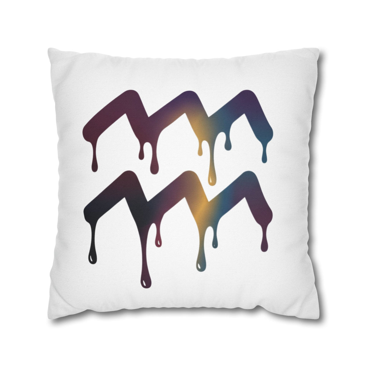 Dripping Aquarius Symbol Pillowcase — Zodiac Decorative Throw Pillow Cover