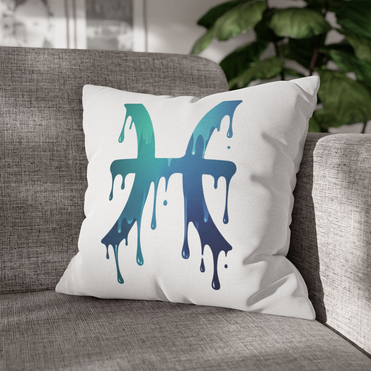 Pisces Drip Zodiac Pillowcase — Blue Gradient Astrological Accent