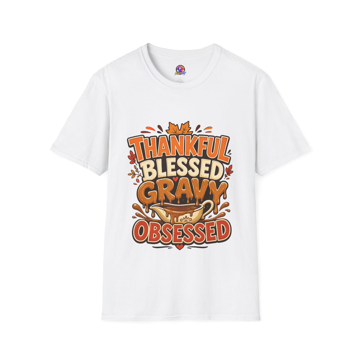 Thanksgiving T-shirt Thankful Blessed Gravy Obsessed T-Shirt — Thanksgiving Fall Turkey Dinner Tee