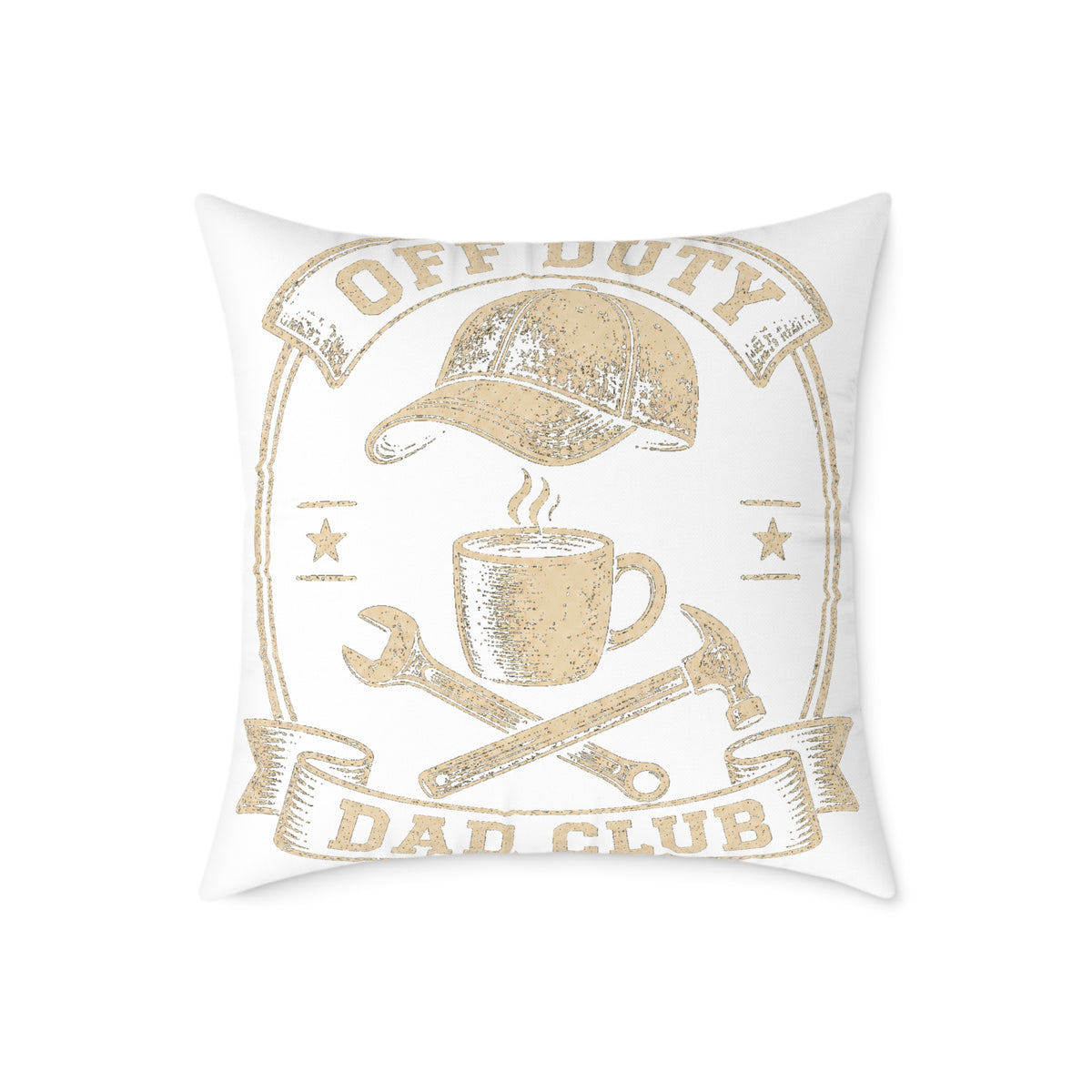 Dad Club Pillow – "Off Duty" Coffee & Tools Square Throw Pillow  Milo Bailey Dog Dad Mom