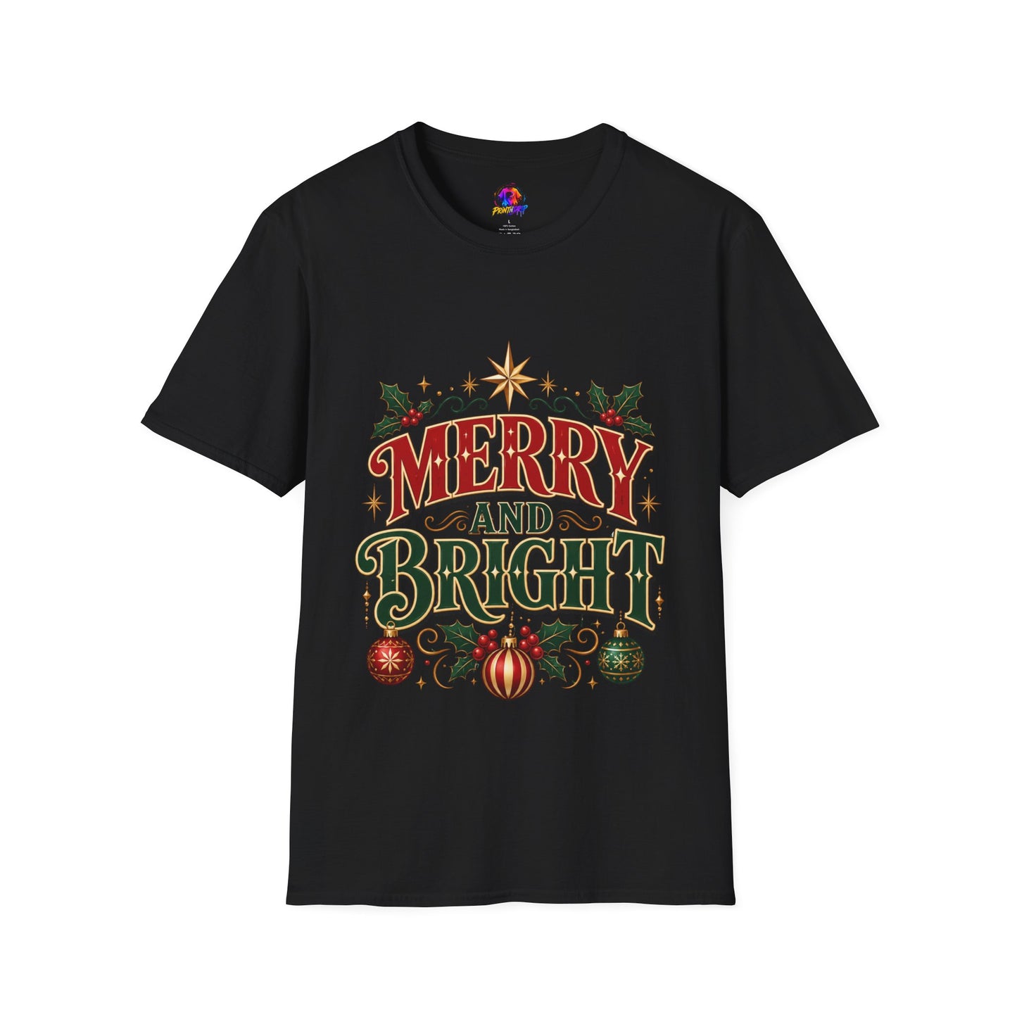 Merry and Bright T-Shirt — Festive Christmas Holiday Tee