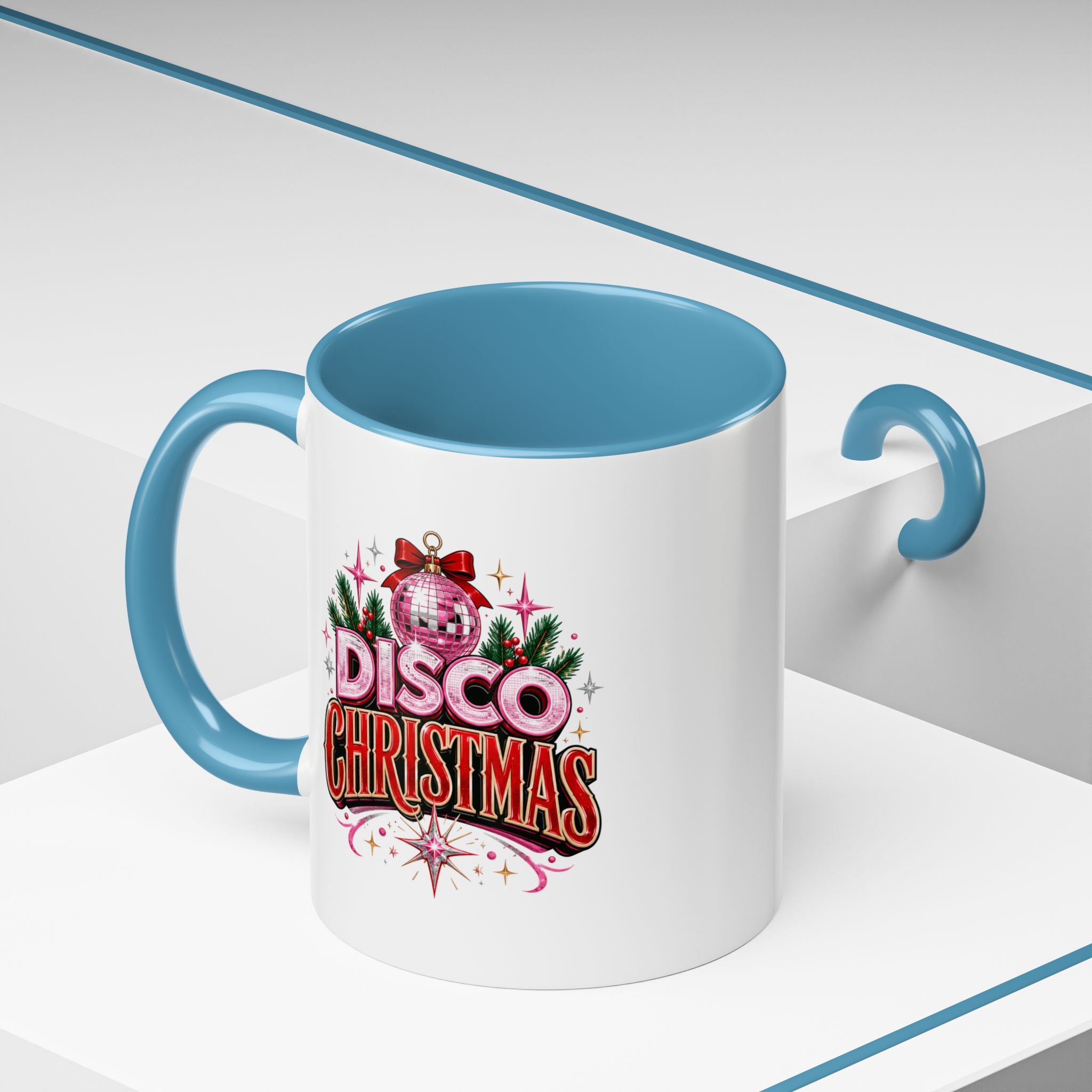 Disco Christmas Coffee Mug — Retro Holiday Disco Ball Christmas Tree Accent Mug